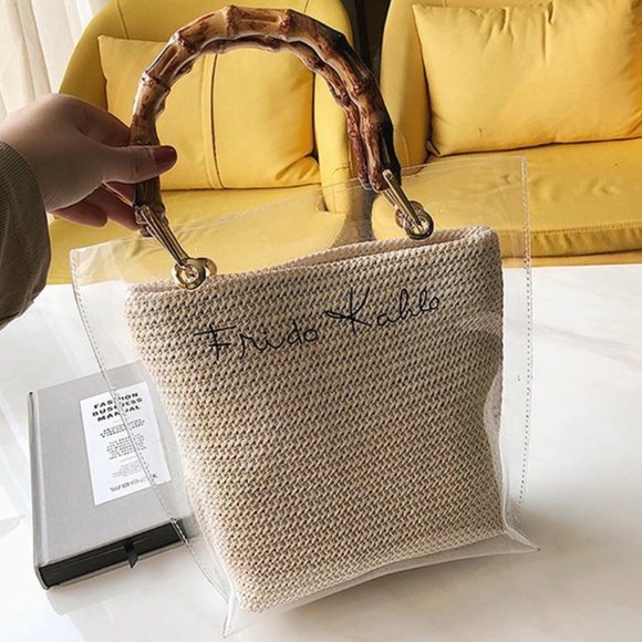 C'est la Vie Soho Bamboo Strap Straw Handbag - Picture 6 of 8